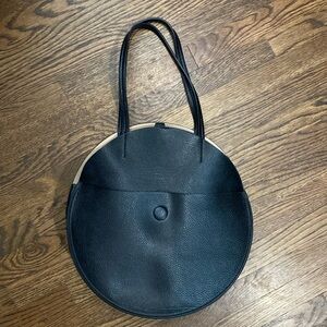 Anthropologie Black circle shoulder bag faux leather
